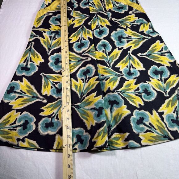 Mon Petit Oiseau Anthropologie Skirt Sz S Black Yellow Blue Floral Cotton Unusua - Picture 5 of 12
